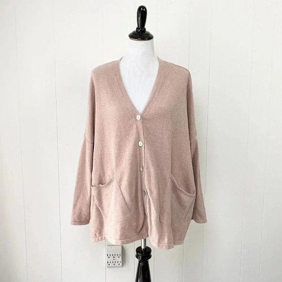 Wynne Lounge Button Front Cardigan Dusty Rose Oversized Fit Size P - Picture 1 of 14